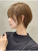 表参道白髪ぼかしハイライトウルフショートボブグレージュ40代