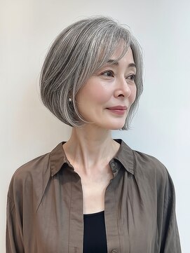 パダ 天六店(PADA) 大人の艶グレイヘア／白髪ぼかしショートボブ