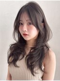 ツートンカラーサイドバングワンカール前髪デジタルパーマ