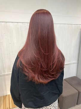 ナンバー ブラオ 名古屋栄(N° blao) レッドブラウン こなれ巻き コーラルレッド 艶カラー