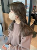 透明感カラー/オリーブベージュ/韓国ヘア/ウルフヘア/くびれヘア