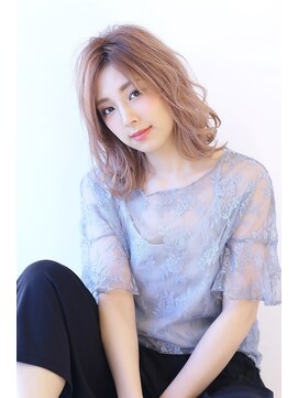 オーロ 宝塚店(ORO) 20代30代40代50代斜めバング前髪ピンクベージュマチルダボブ