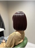 丸みボブレッドブラウン