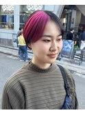 ピンクのポイントカラー/ショートヘア