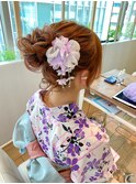 ★結婚式お呼ばれドレスヘア編み込みポニーテールアップスタイル