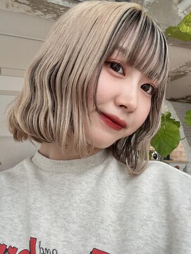 ロンドヴァリー 渋谷店(Lond vallee) ホワイトベージュアンブレラカラー切りっぱなしボブ