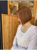 【oasisマミ】ブリーチなしオレンジブラウン/切りっぱなしボブ