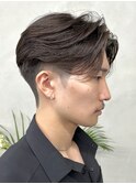 メンズセンターパートニュアンスパーマ毛流れ縮毛矯正刈り上げ