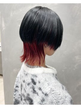ネウィ 大分中央町店(newi) 「ブラック×レッドの映えカラー★個性派ウルフボブ」