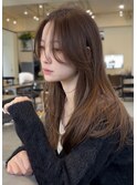 レイヤーカット 顔周りレイヤー ロングレイヤー 艶カラー