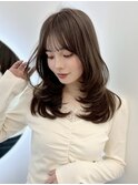 透明感グレージュカラー/寒色カラー/ロングレイヤー/ワンカール
