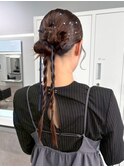 カチモリ 編みおろしツイン リボンアレンジ お呼ばれ 結婚式