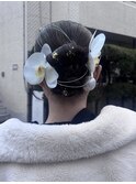 リボンシニヨンヘア