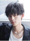 天神メンズシャドウパーマ20代刈り上げなし簡単セット