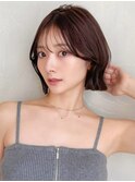 モテ髪グレージュシースルーバングくびれボブ