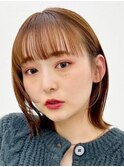 斜めバング/シルキーベージュ/ブラントカット[渋谷駅]