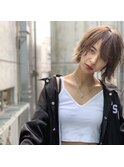 大人かわいい前髪セシルカットココアブラウンフリンジウェーブ