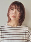 顔周りレイヤー/ボブ/レイヤーカット/ボブウルフ/レッドカラー