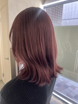 リフトバイマグ 松本駅前店(lift by mag) 透明感ワインレッドブリーチなしカラーくびれヘア艶感
