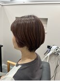 ピンクブラウン×ショートボブ