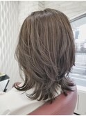 20代30代40代☆ひし形シルエット ミディアムウルフ くすみグレー