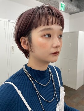 コンパクトマッシュショートパーマオン眉ワイドバングパーマ横浜