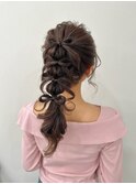 あみおろポニー 玉ねぎ×リボンアレンジ