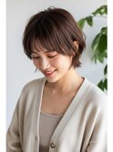 シャギーショート/ミルクブラウン/かわいい/耳がけショート