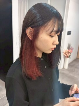ミュラ(mulah) インナーカラーレッド×ダークグレージュ*艶髪透明感カラー