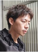 大分ルーズパーマメンズカットルーズショートツーブロックゆるめ