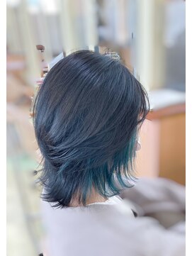 美容室フロンジュ インナーカラー/ブルーグリーン/くびれヘア