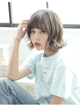 トラ バイ プティパ(Tora by petit pas) 透明感のあるグレージュ×セミウェット外ハネボブ♪♪/前髪