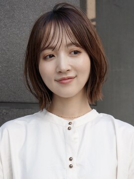 ガーデン オオタカノモリ(garden otakanomori) 大人の柔らか外ハネくびれレイヤーボブ×シースルーバング