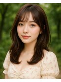 ナチュラル小顔前髪あり後れ毛サイドバング結べるボブくびれヘア