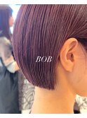 20代30代プツッと小顔切りっぱなしボブカシスピンク