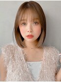 薄めバングワンカール外ハネボブくびれヘア美髪#401f0627