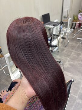 渋谷／ブリーチなしカラー／赤カラー／髪質改善トリートメント