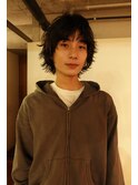 メンズボブウルフメンズミディアムレイヤーカットメンズウルフ