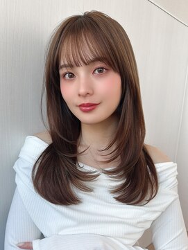 アフロート ディル(AFLOAT D'L) 20代シースルーぱっつん前髪で結んでかわいいフェイスレイヤー