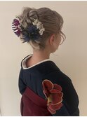 【ヘアセット】生花を使ったくるくるアップ