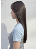 ビーポッシュ ジャスパー店(Be Posh) 髪質改善カラーくびれ巻き髪ロングヘア透明グレージュ夏カラー