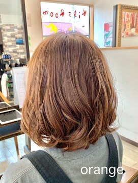 オレンジ(orange) 【orange大分賀来】ミディアムボブゆる巻きベージュカラー