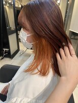 アクアオモテサンドウ(ACQUA omotesando)&nbsp;△インナーカラーオレンジオレンジブラウンロブヘアボブヘア