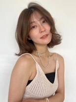 ランテルディ 渋谷(LANTERDIT)&nbsp;シースルーバング　ベージュ　外ハネボブ　韓国ヘア　くびれヘア