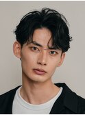 原宿毛流れフェザーショートビジネスヘアセンターパートヘア黒髪