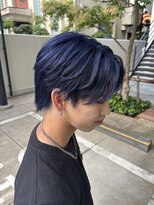 グラス 春吉1号店(glass)&nbsp;ブリーチ1回でつくるNavy blue