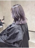 バレイヤージュ、ハイライト、レイヤー、ラベンダーアッシュ