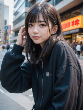 クーエフー(coo et fuu) 韓国前髪シースルーミディアムくびれヘア顔