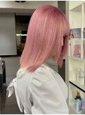 8334ミルクティーピンクハイトーンカラーマッシュパーマ韓国ボブ