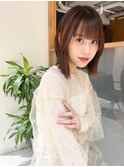 "久保田"レイヤーボブぱっつん前髪やわらかブラウンカラー